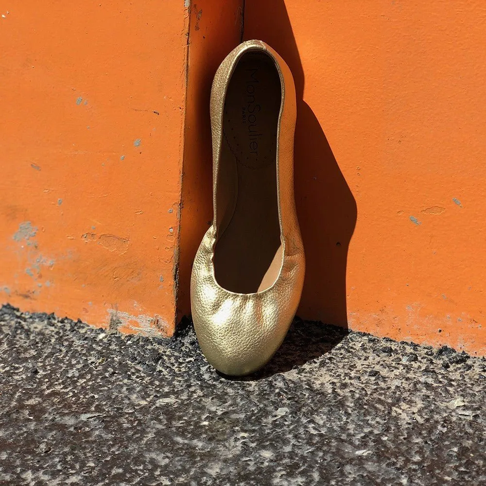 Ballerine cuir or TANGER chaussures femme fabrication italienne