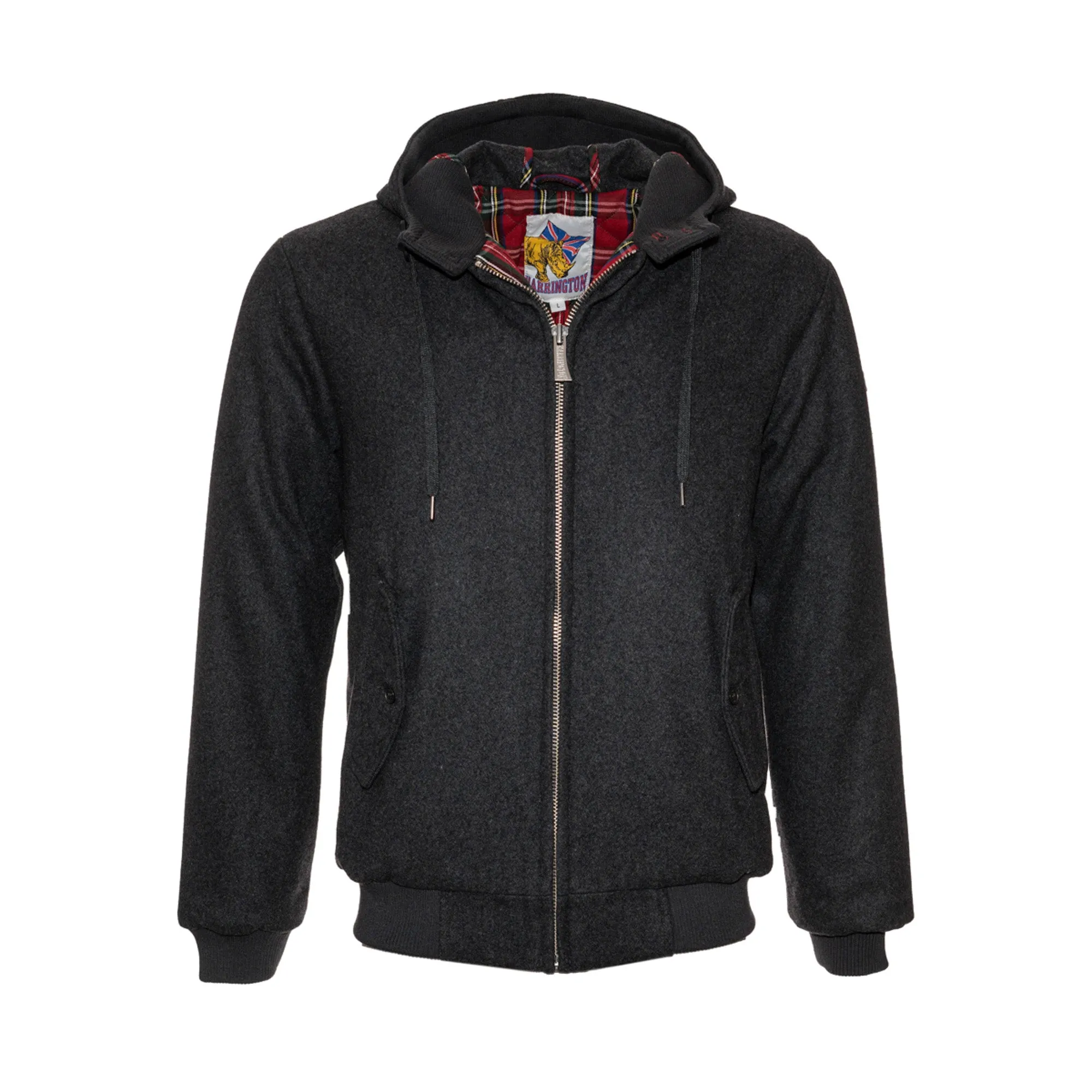 Blouson à capuche en laine gris
