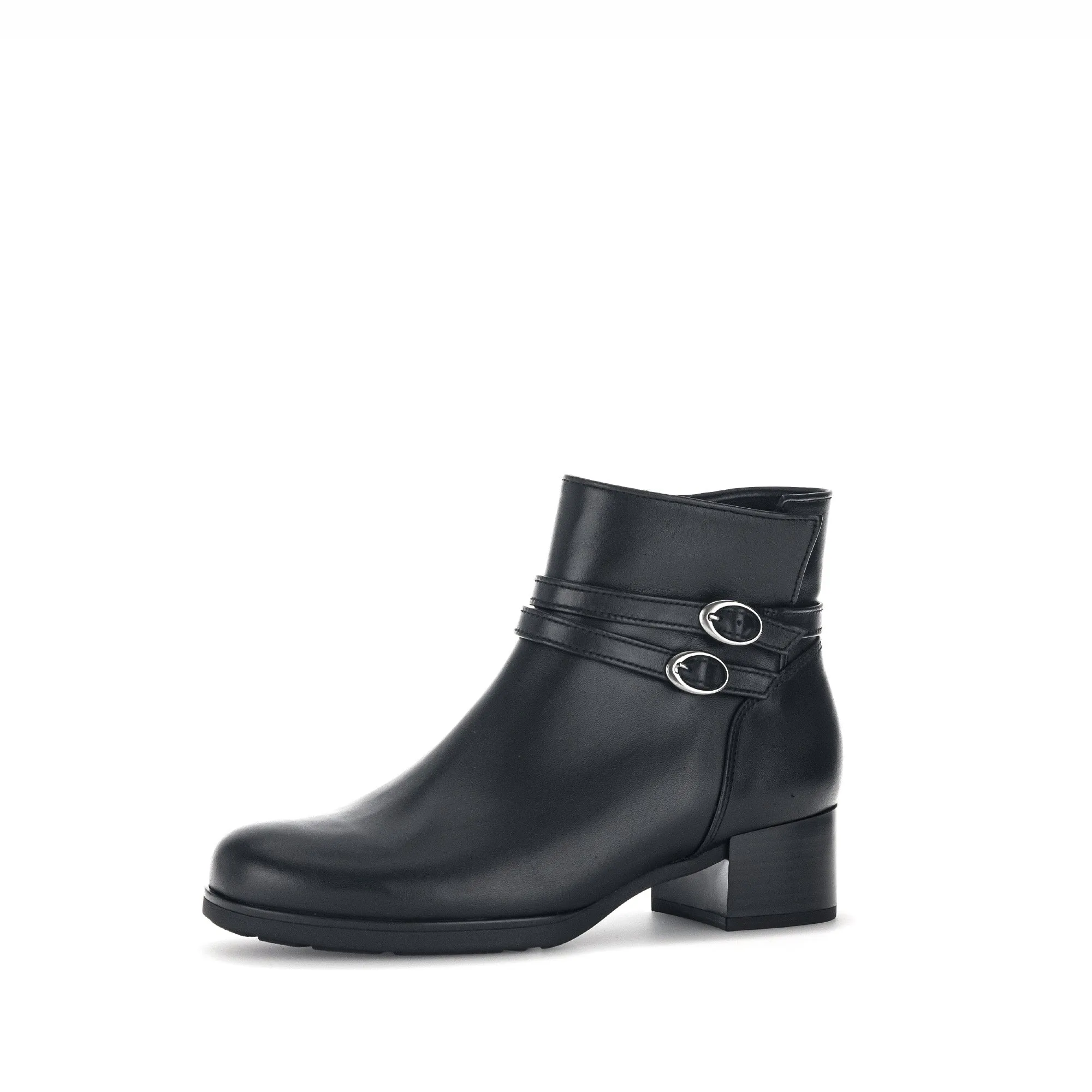 Bottines noires en cuir lisse