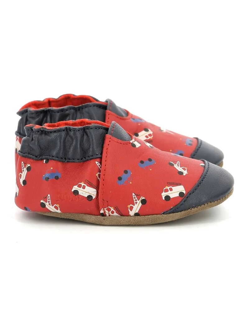 Chaussons Cuir Super Cars - Rouge
