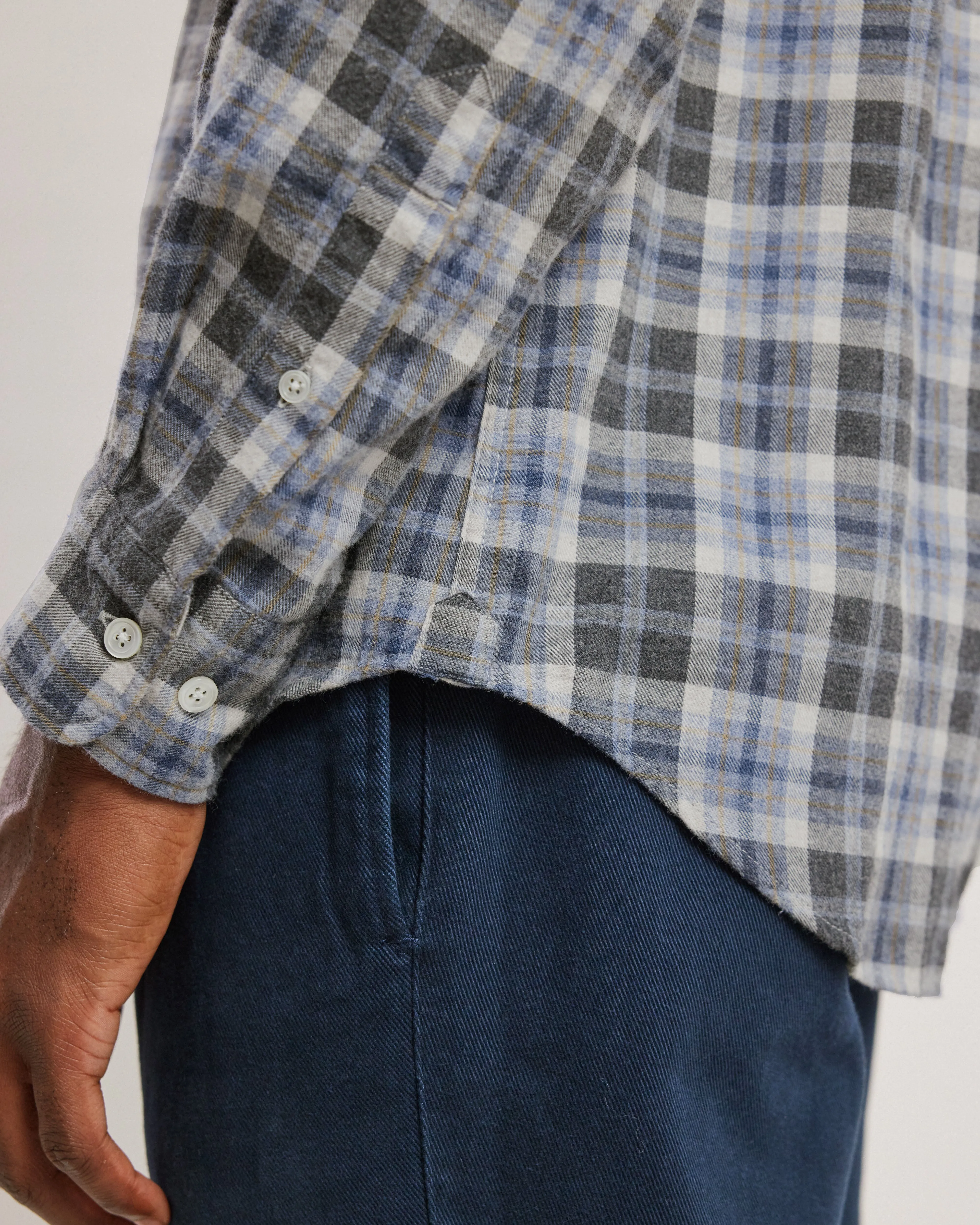 Chemise Homme en flanelle à carreaux Gris & Bleu Pitt