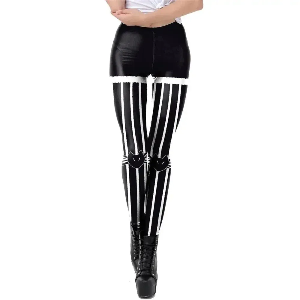 Legging Blanc et Noir Steampunk