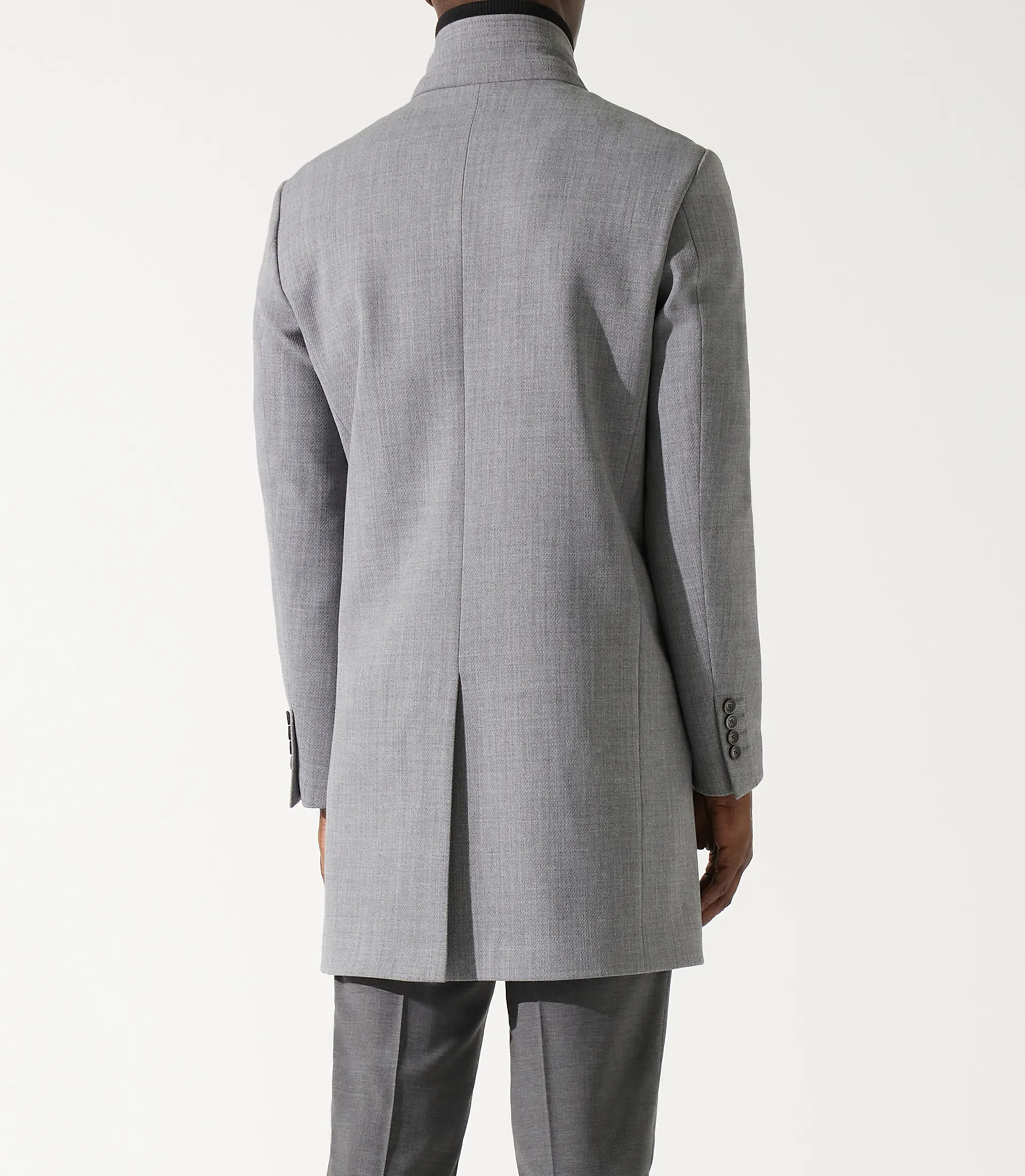 Manteau ville droit en laine gris clair INEON