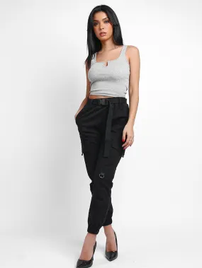 Pantalon cargo avec ceinture noire