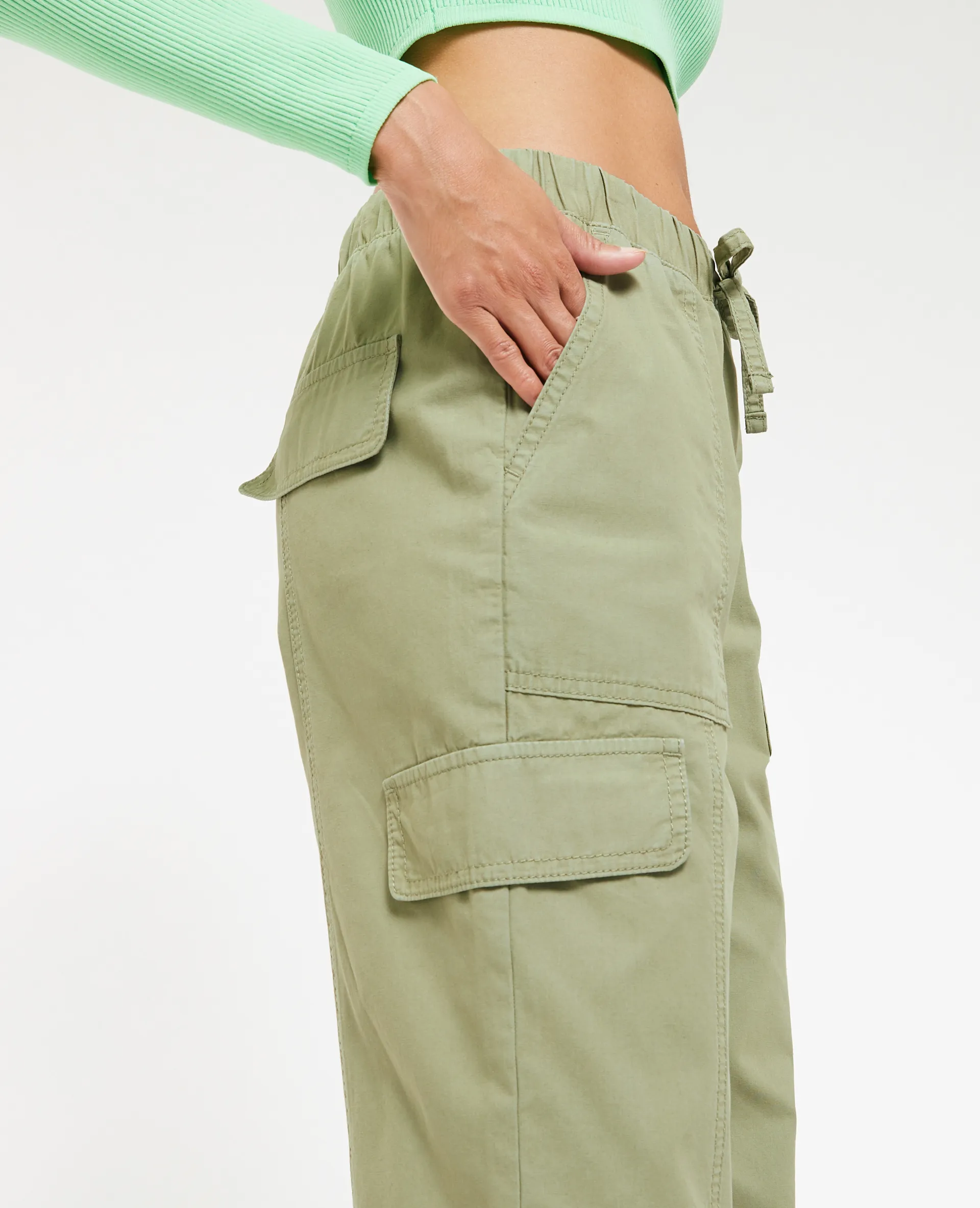 Pantalon cargo taille et bas élastiqués