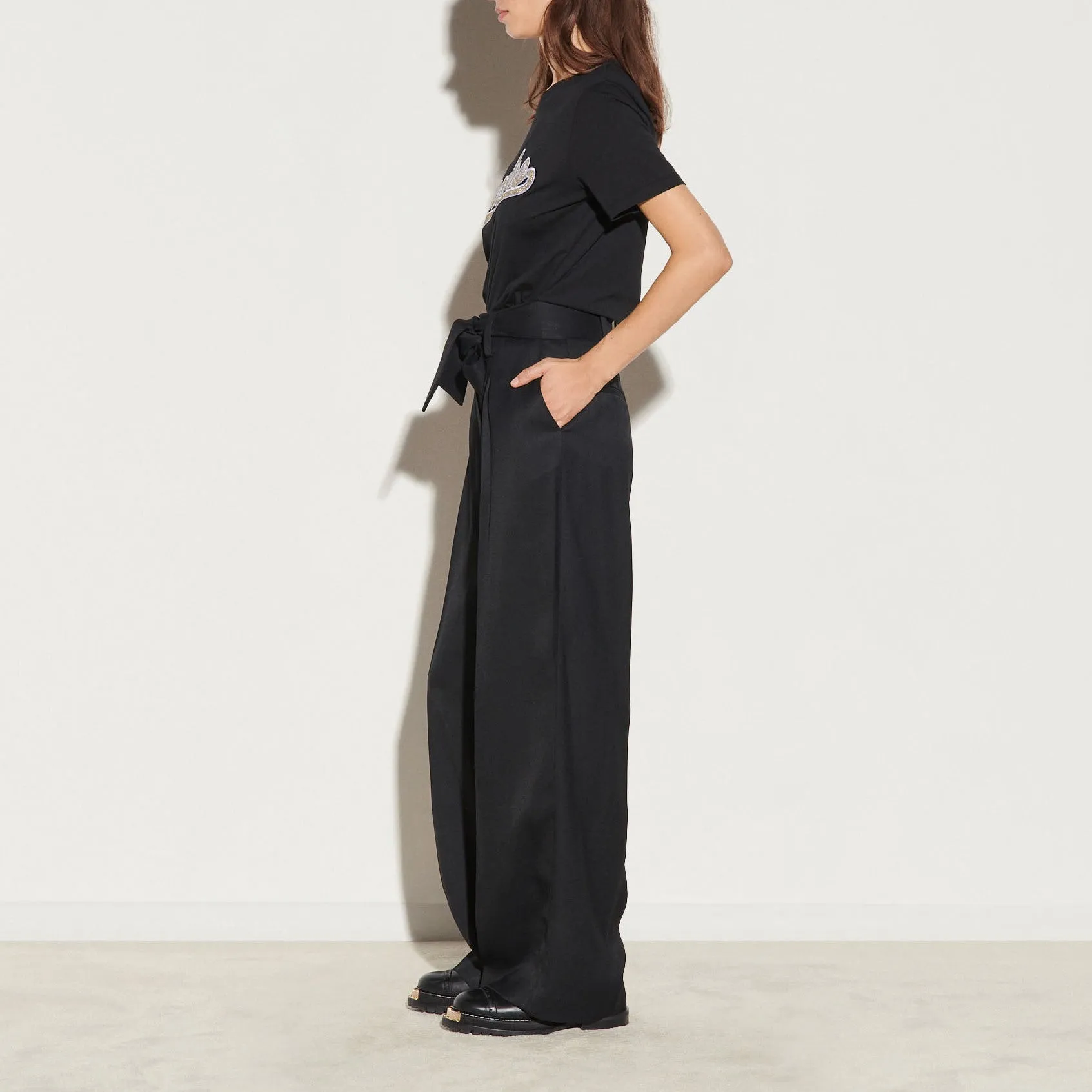 Pantalon large fluide taille haute