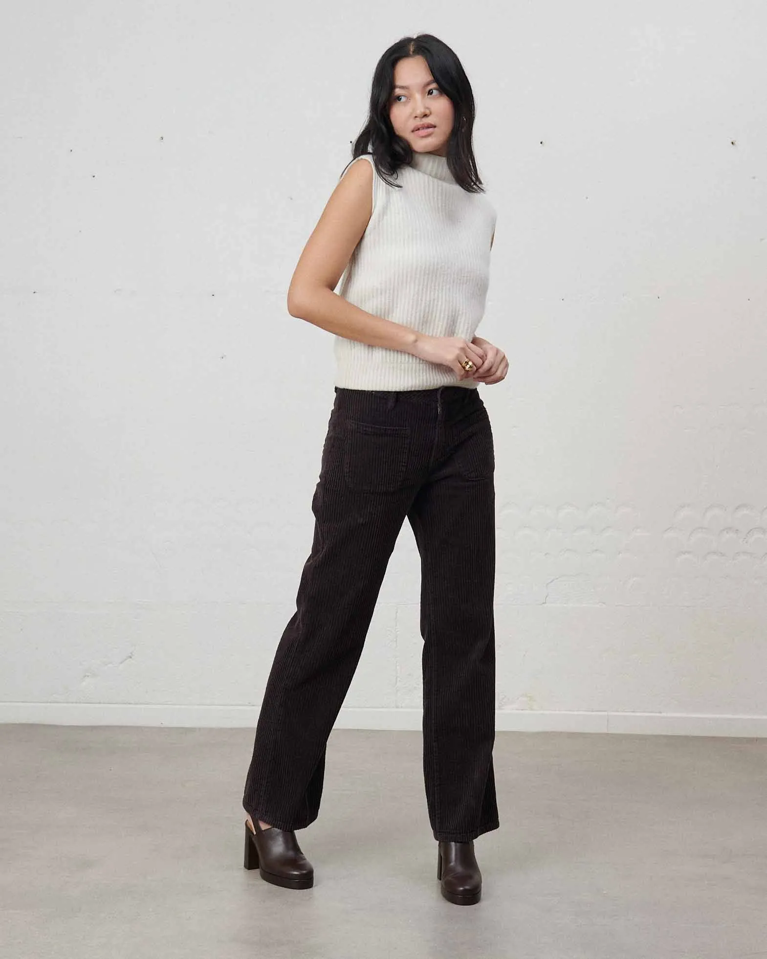 Pantalon Large Velours NINA Chocolat