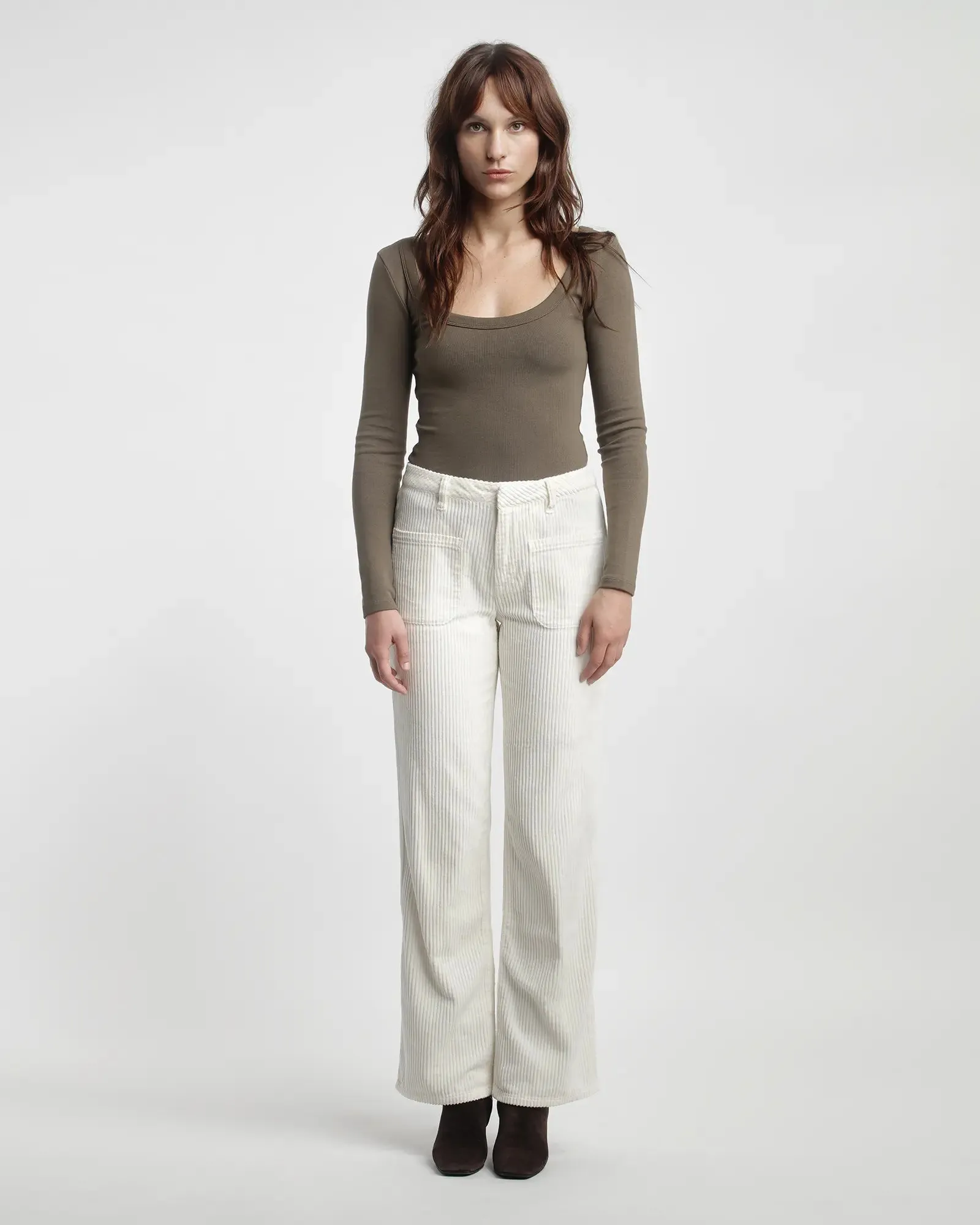 Pantalon Large Velours NINA Creme
