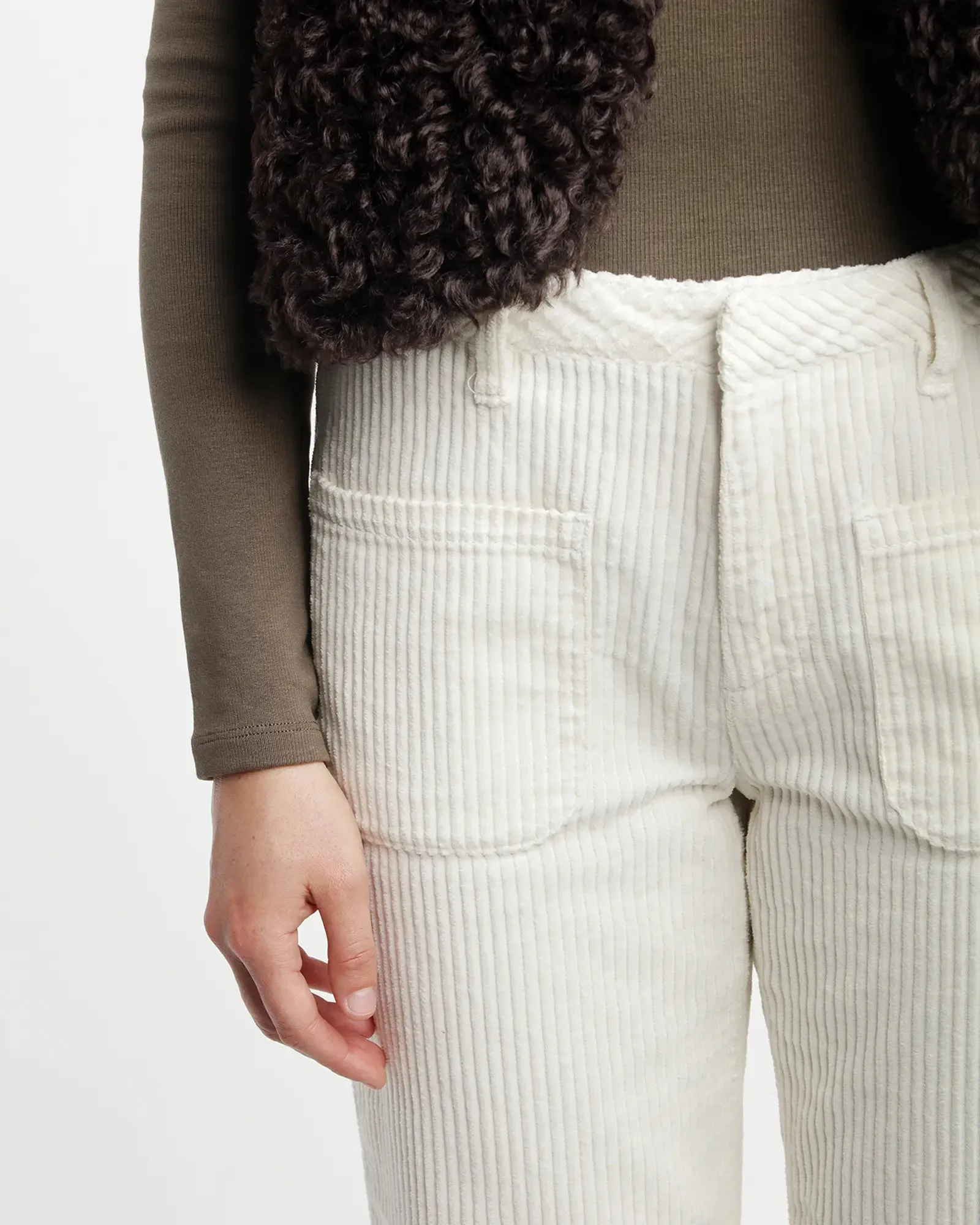 Pantalon Large Velours NINA Creme