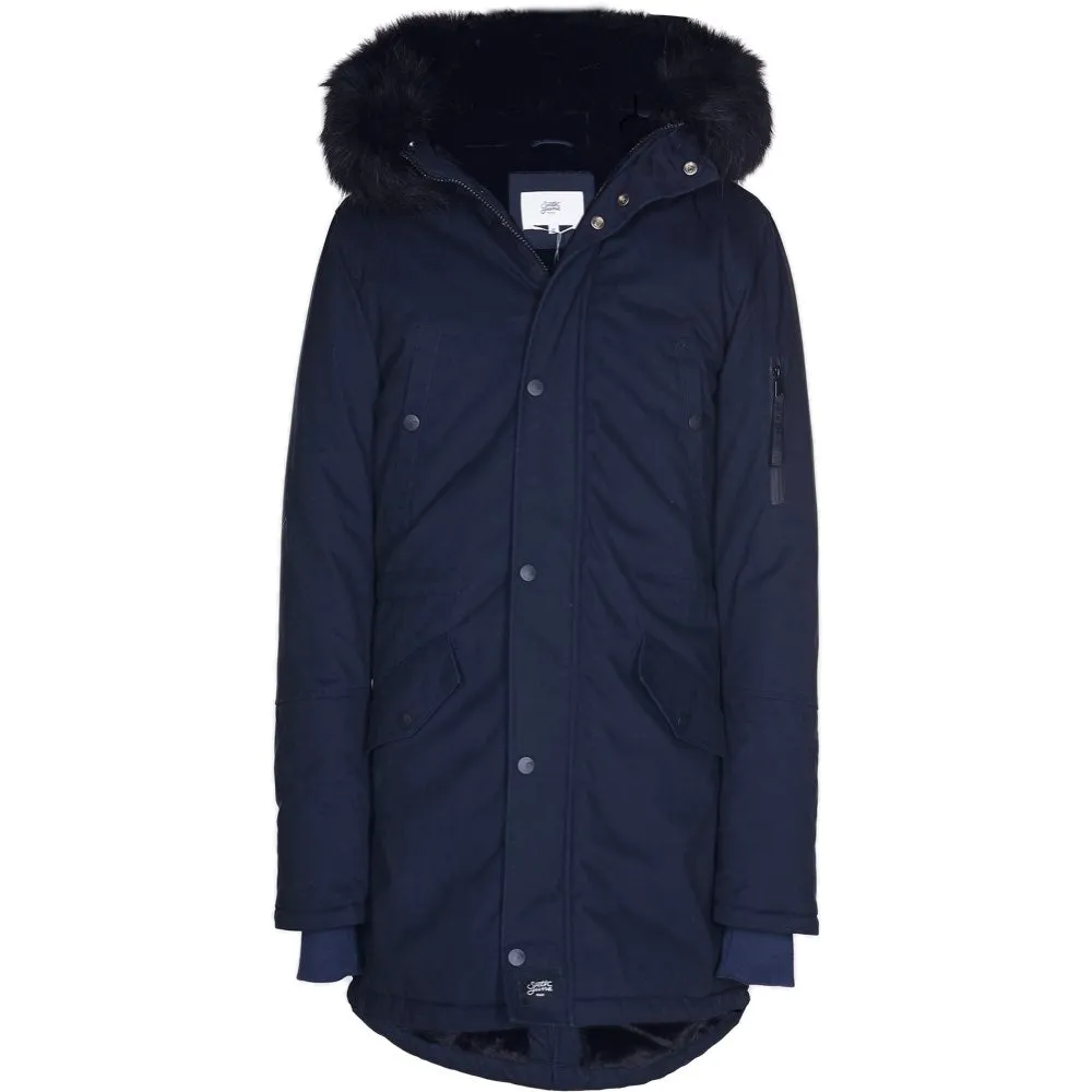 Parka doublure fourrure bleu marine noir