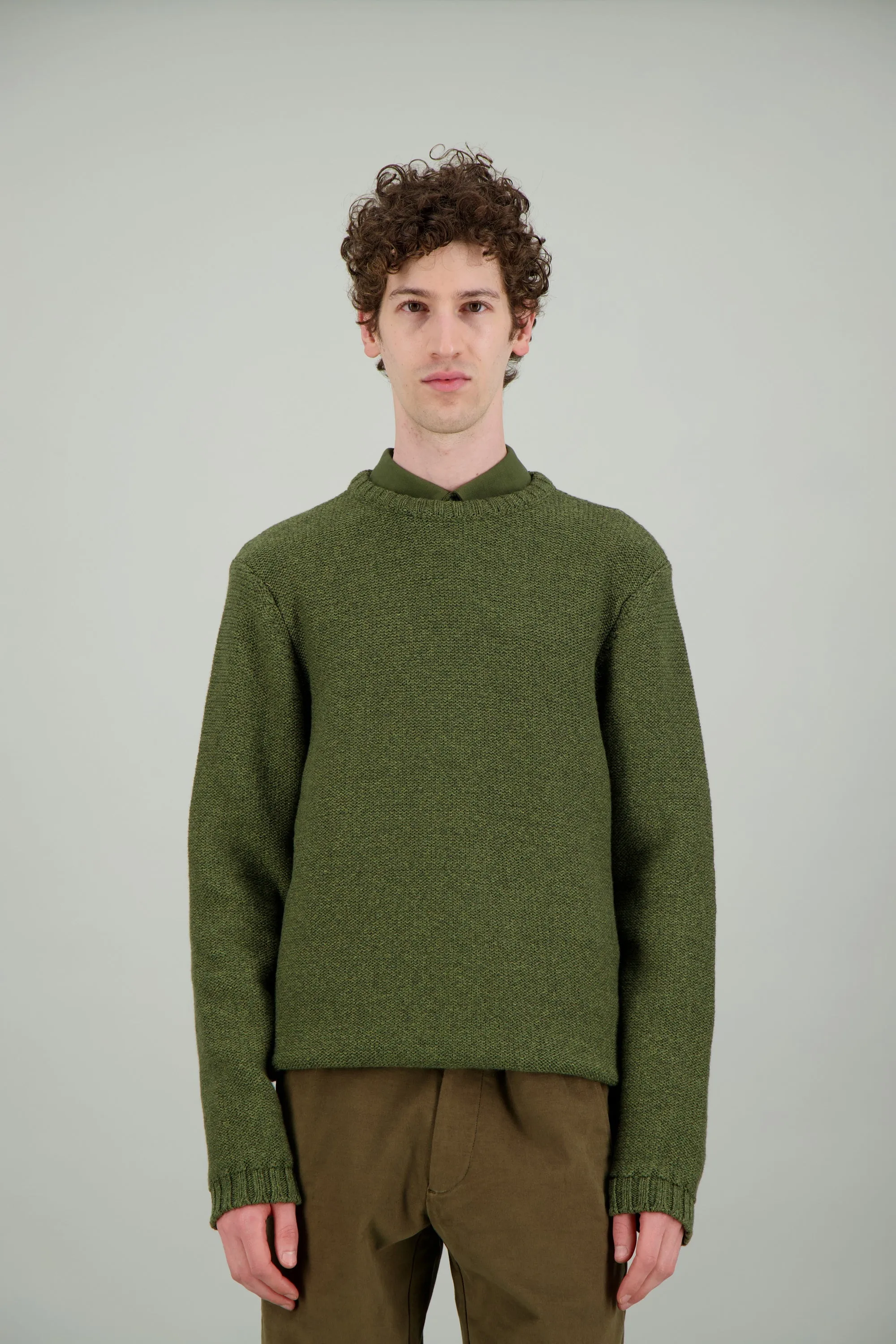 Pull Marin laine mérinos kaki mouliné