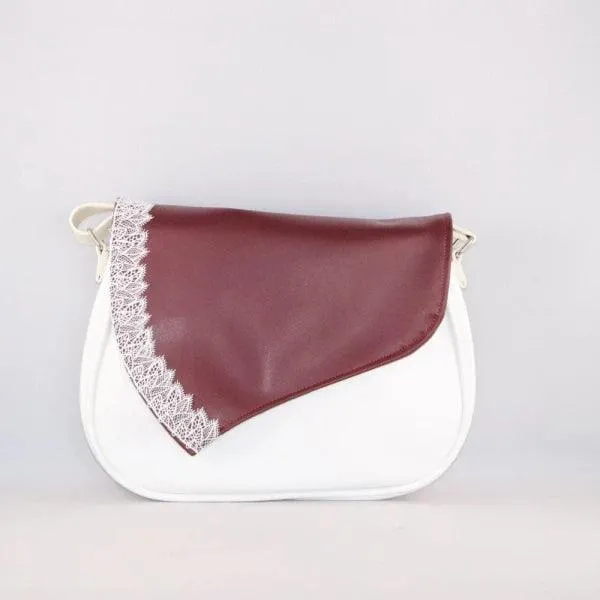 Rabat alter-cuir de raisin - Bordeaux avec dentelle