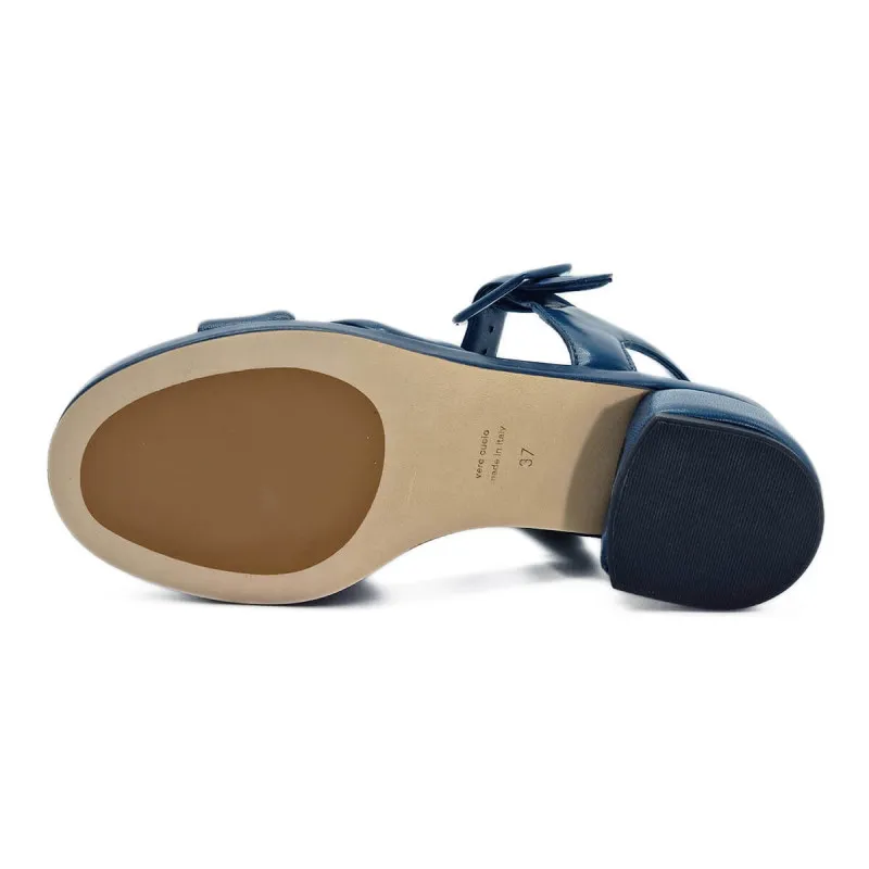 Sandale à talon en cuir marine - Lorenzo Masiero - Scarpe