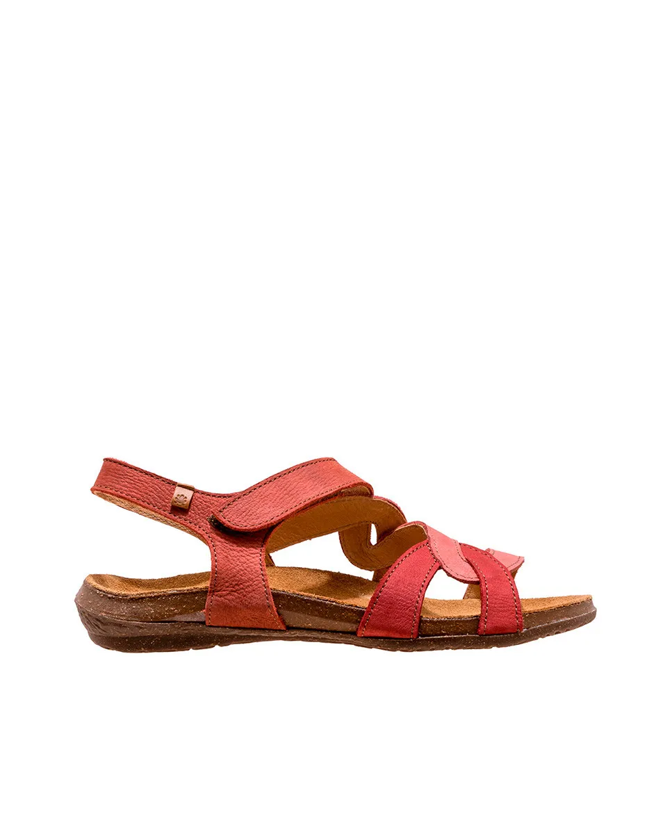 Sandales confortables plates inspiration tresses - Rouge