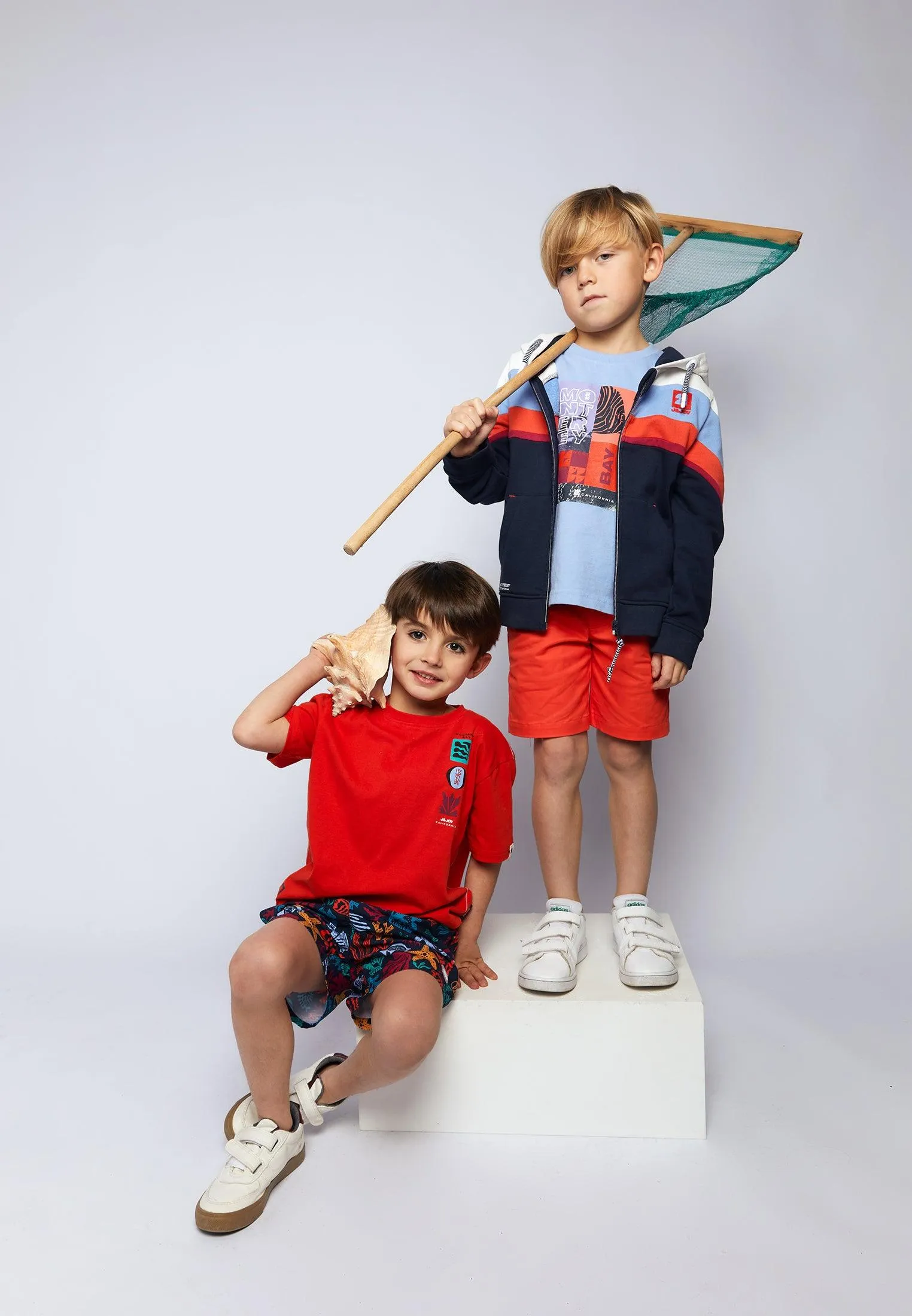 Short chino garon en coton stretch orange