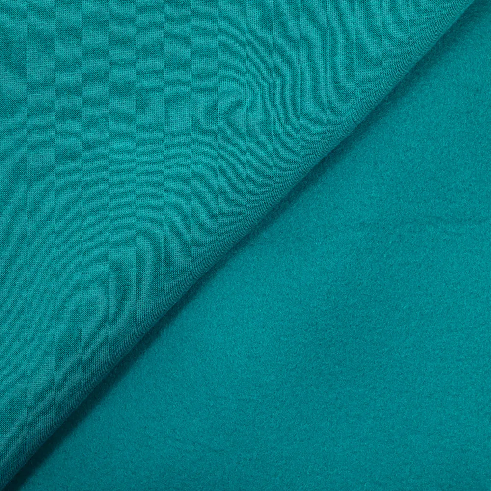 Tissu sweat minkee épais bleu canard