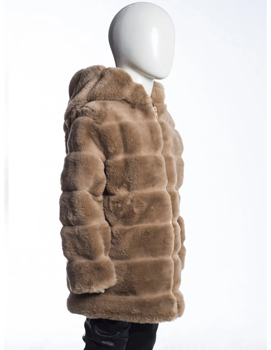 VESTE FOURRURE À CAPUCHE - NOIR / FILLE fashion FILLE 2 AU 14 ANS - ZERDA BOUTIQUE mode pas cher