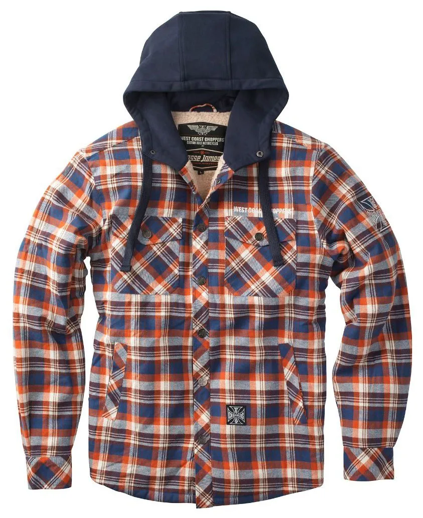 Veste West Coast Choppers flanelle doublée sherpa marron orange